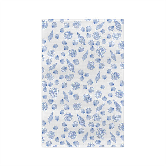 Slightly Subtle Seashell Pattern Microfiber Tea Towel | Coastal Kitchen Print FDT