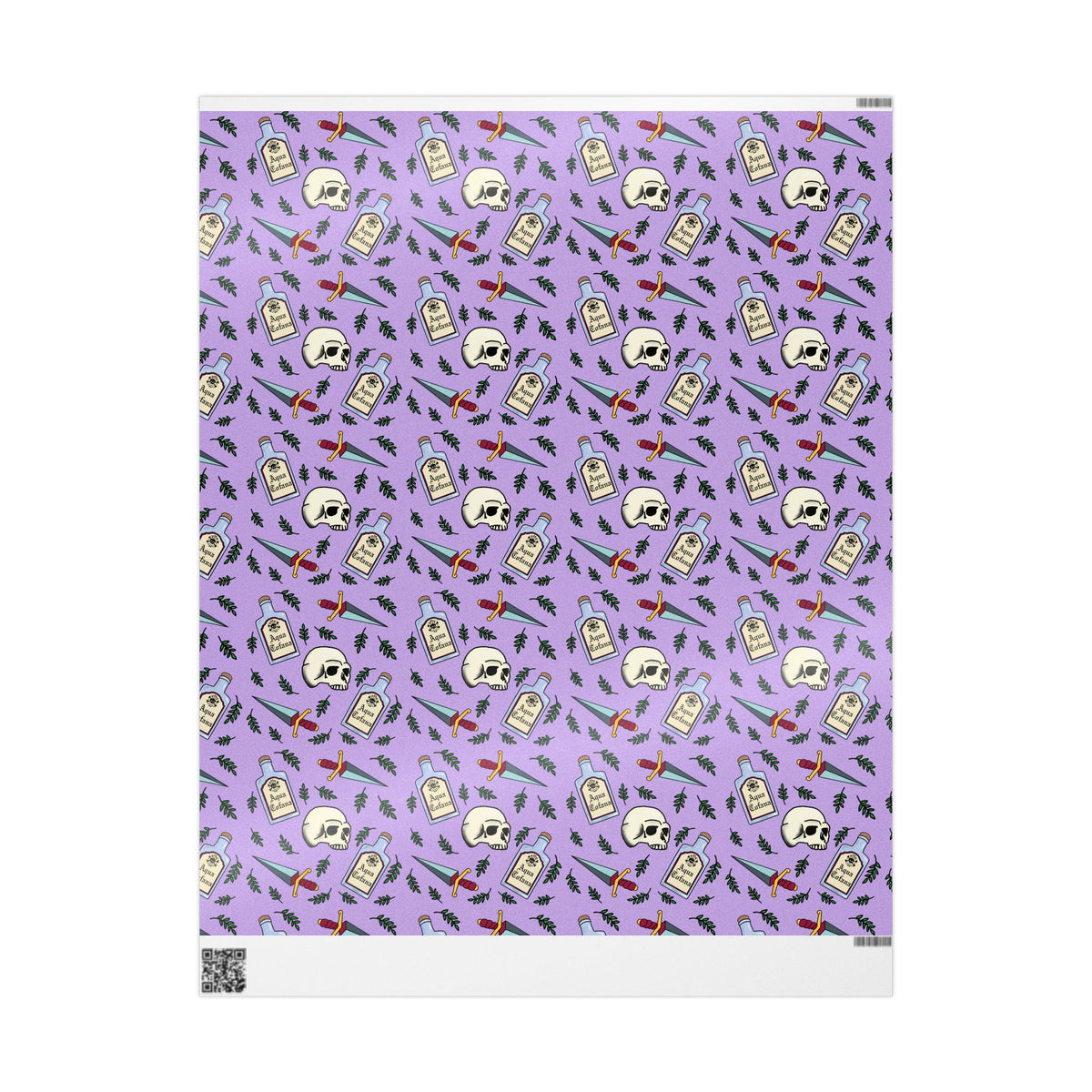 Aqua Tofana Purple Witchy Skull Wrapping Paper Feminist Spiritual Occult Gift Wrap