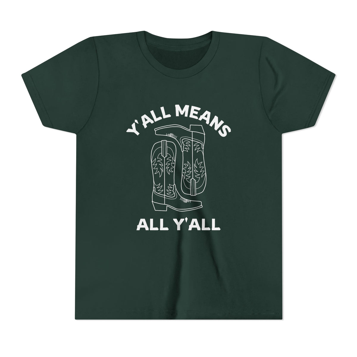 Youth Y’all Means All Y’all Cowboy Boot Graphic T-Shirt
