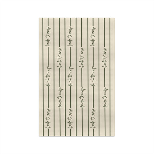 flour to table striped script Microfiber Tea Towel | farmhouse kitchen stripes FDT