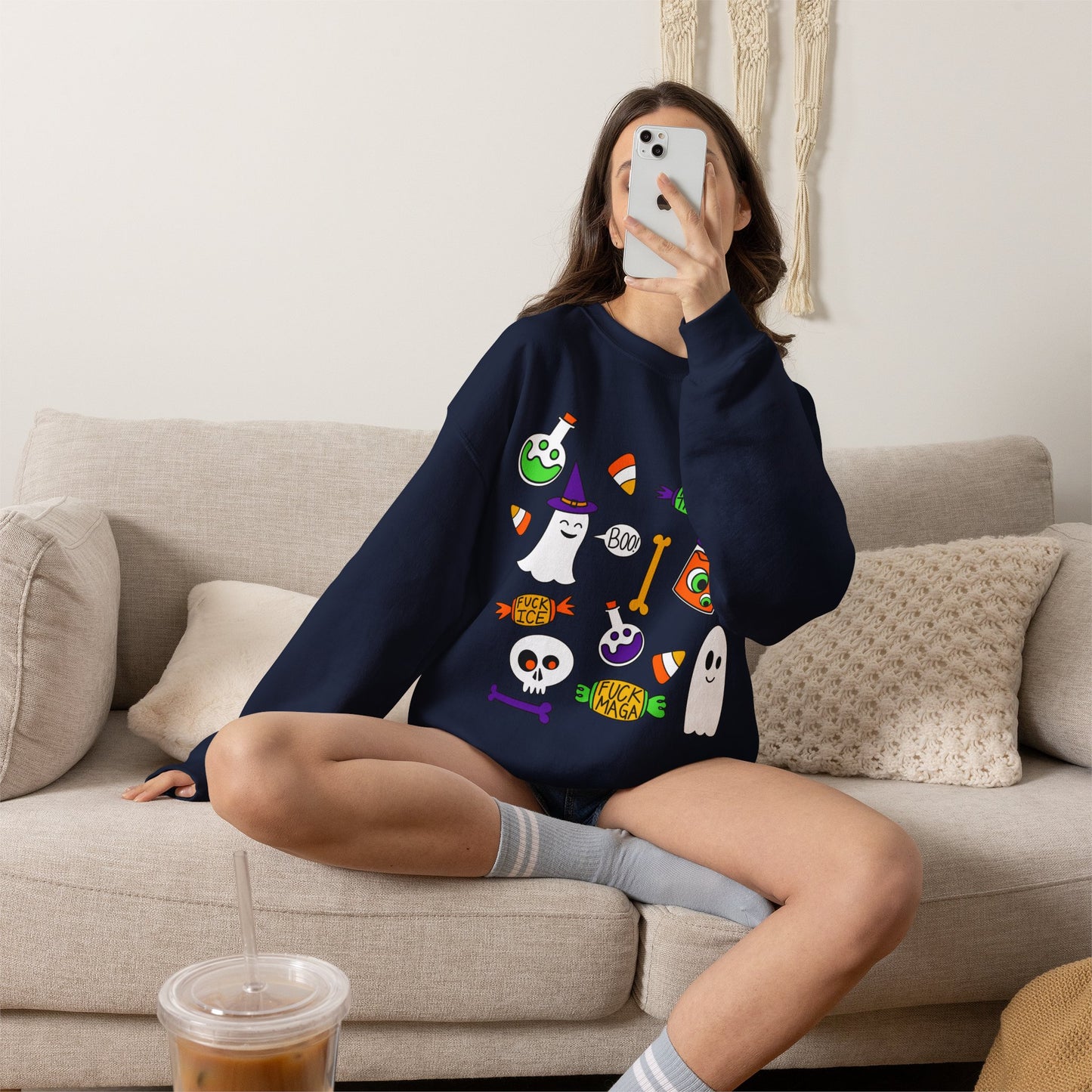 Halloween Candy Ghosts Crewneck Sweatshirt — Cute Spooky Graphic