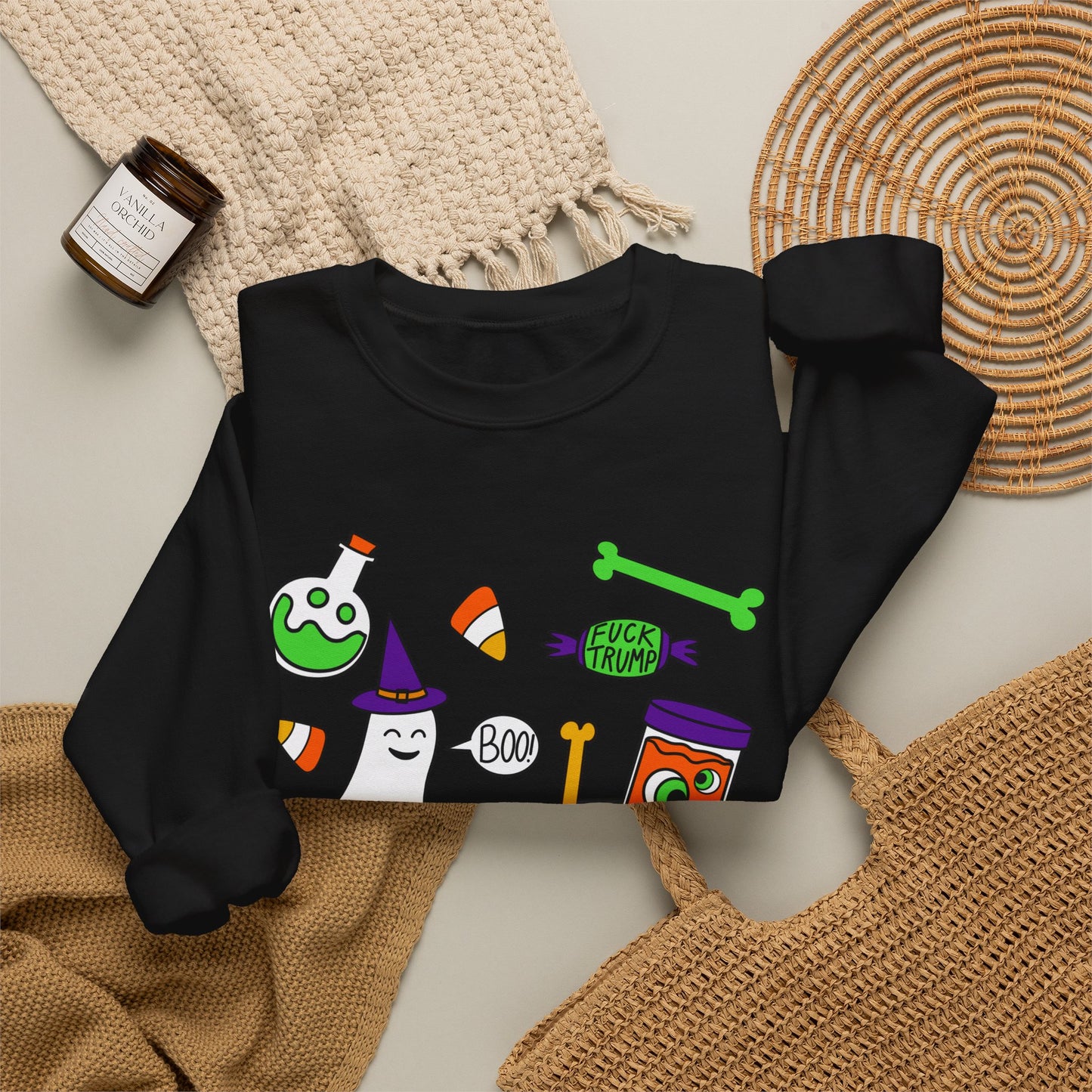Halloween Candy Ghosts Crewneck Sweatshirt — Cute Spooky Graphic