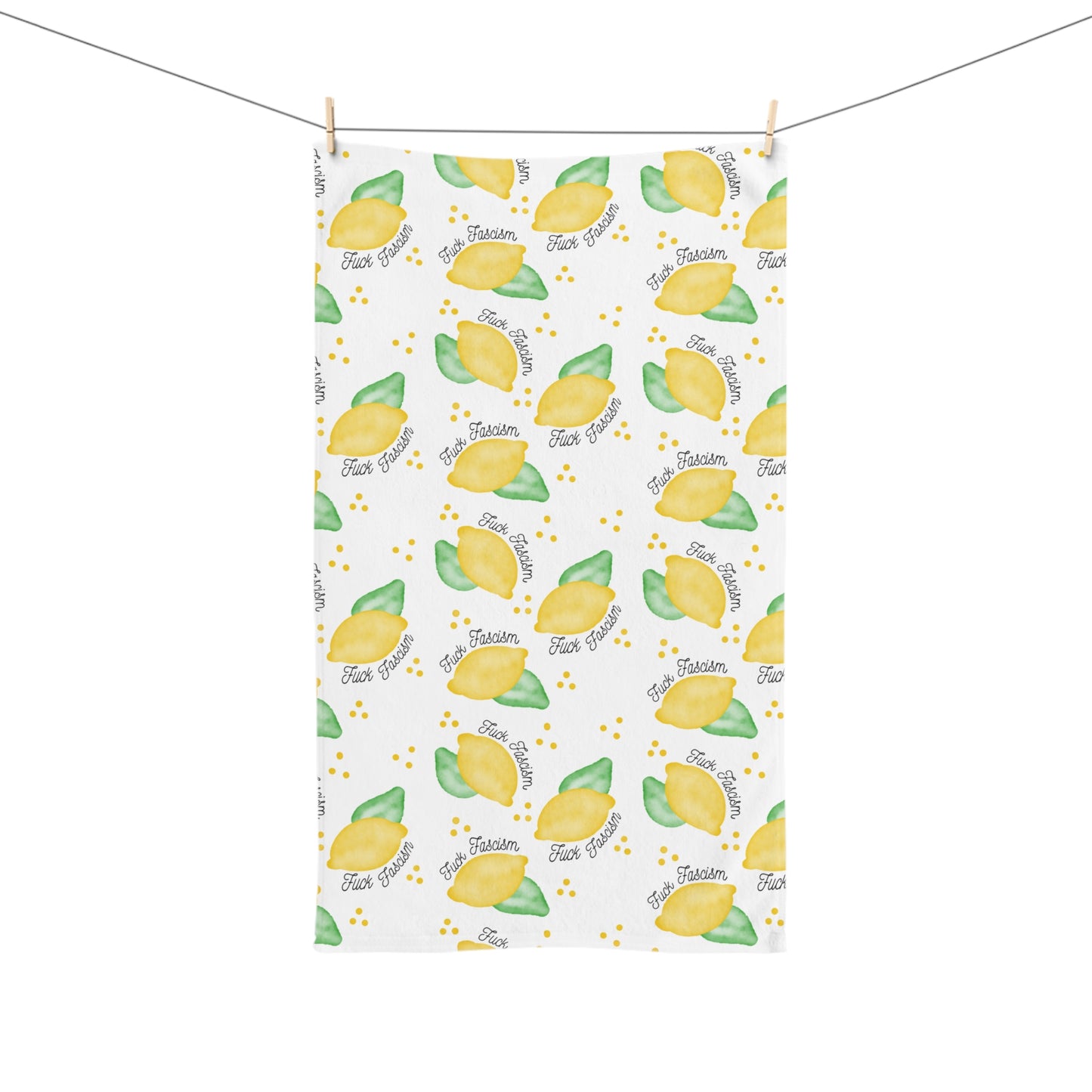 Slightly Subtle Lemon Pattern Hand Towel | Citrus Kitchen Tea Towel