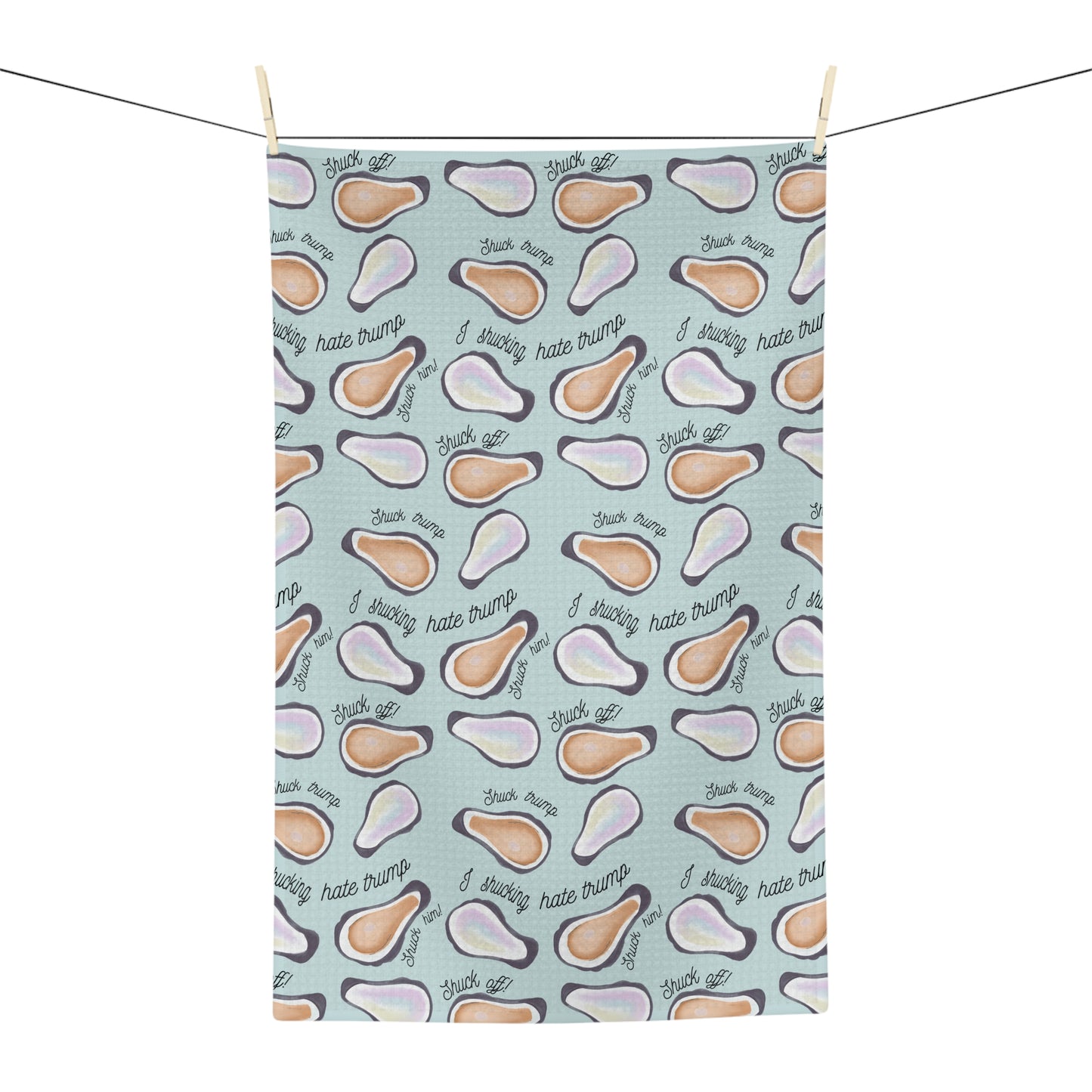 Slightly Subtle Oyster Pattern Microfiber Tea Towel | Pastel Shell Design