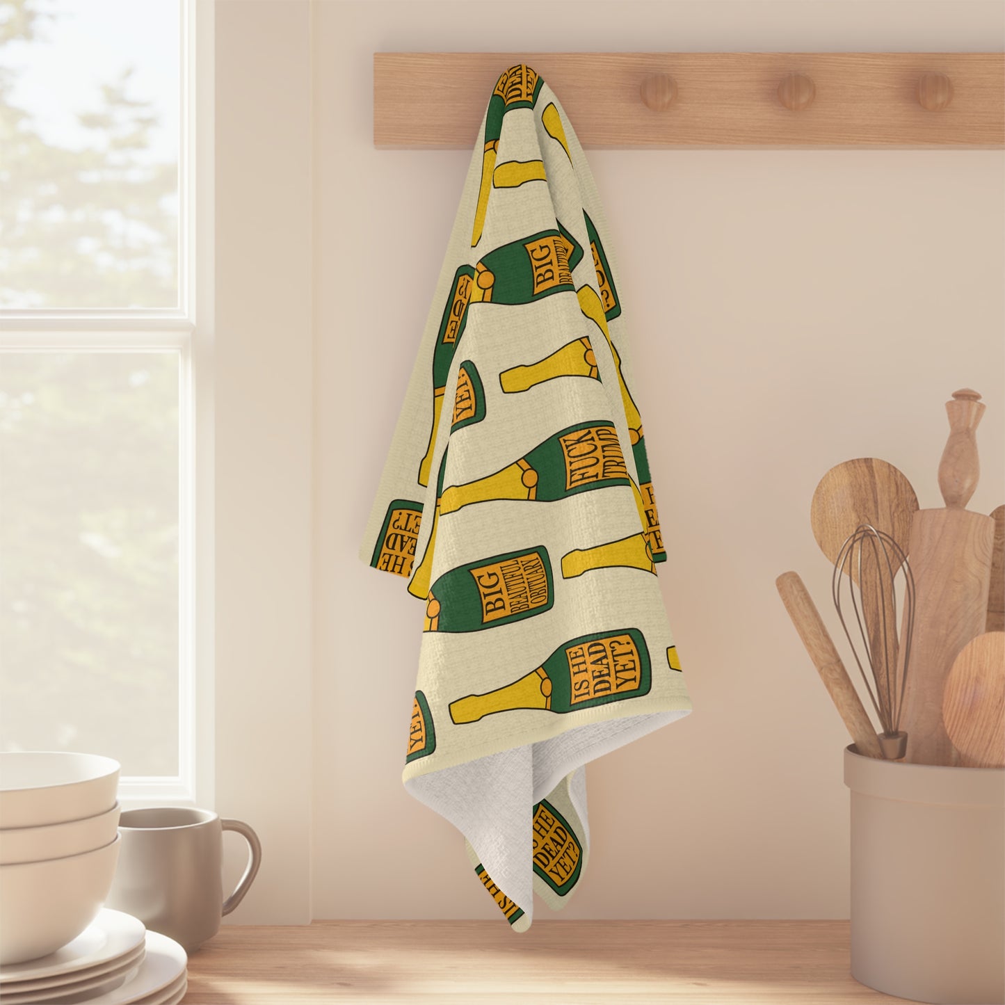 Slightly Subtle Champagne Bottle Pattern Microfiber Tea Towel | Sparkling Wine Kitchen Towel