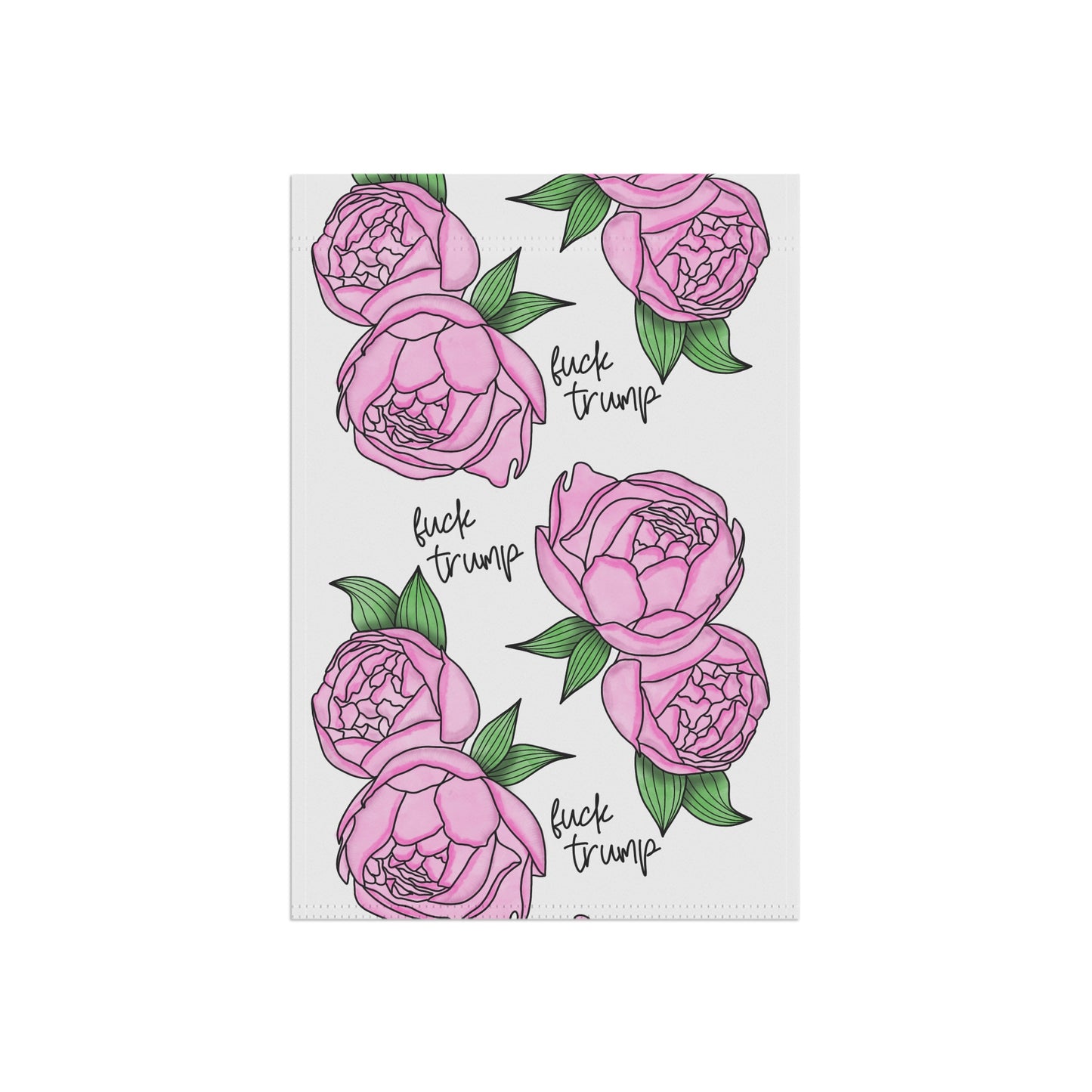 Pink Peony Floral 'F*ck Trump' Garden Flag | House Banner Political Floral Decor FDT