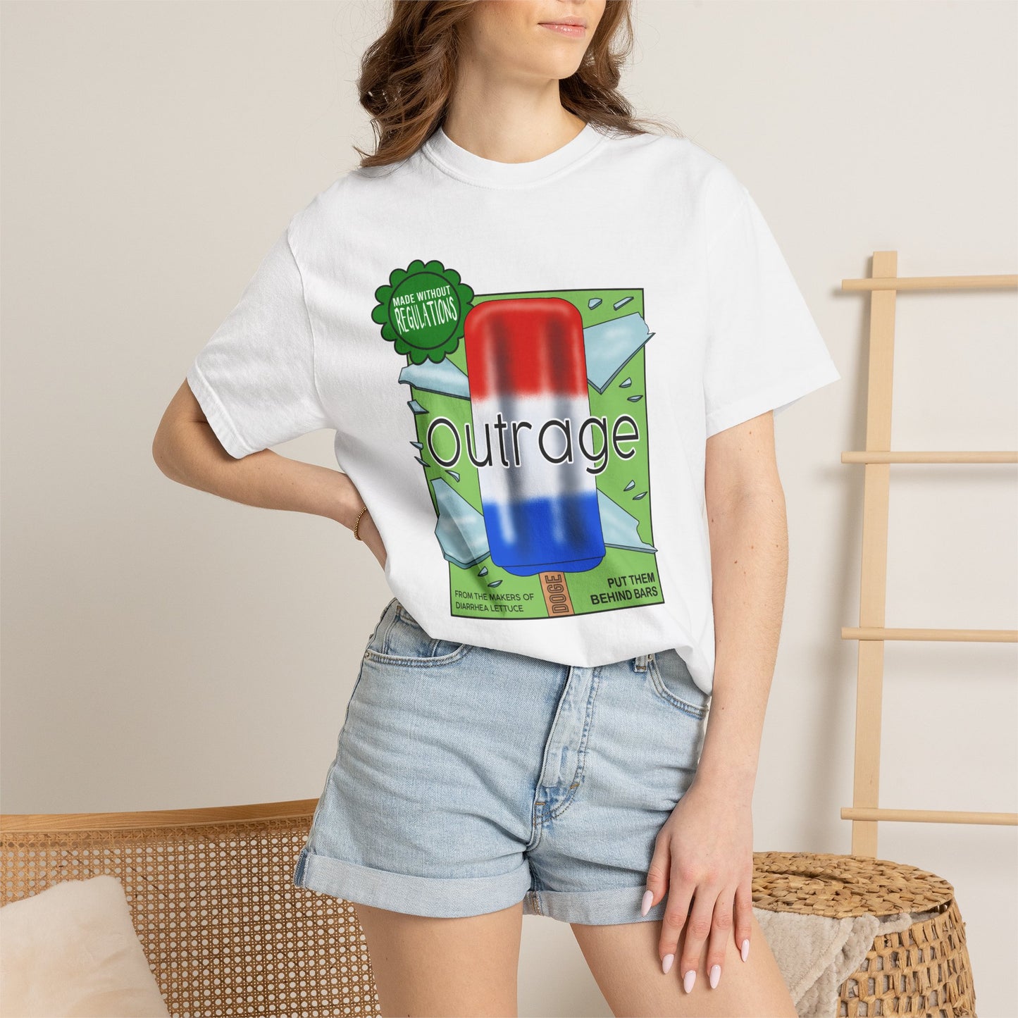 Outrage Glass Popsicle Graphic T-Shirt Patriot Pop Art Tee
