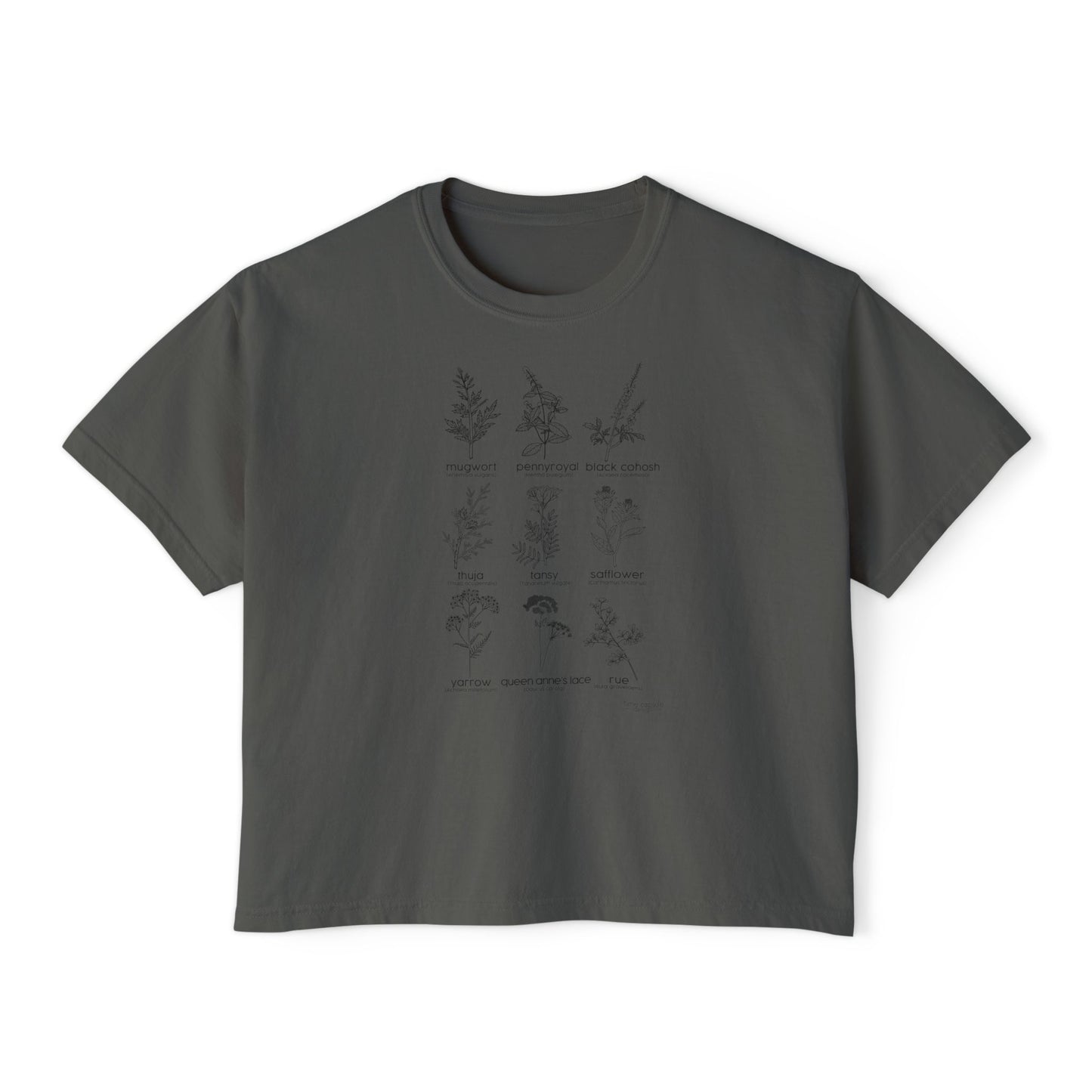 Herbs for Reproductive Freedom Boxy CROP Botanical Illustration Chart Comfort Colors Crop Tee