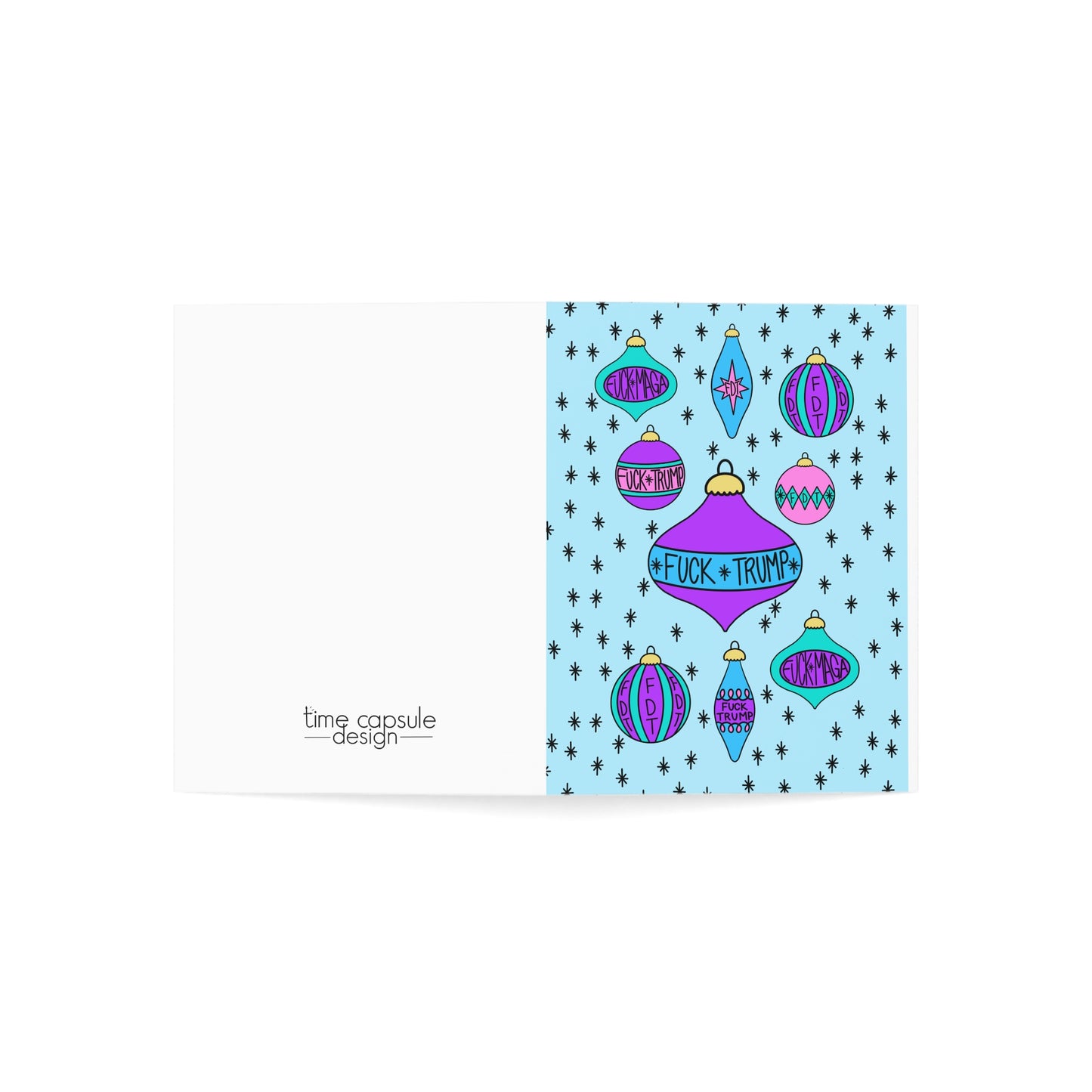 Political Greeting Card Fuck Trump Holiday Ornament Design (Pack of 1, 10, 30, 50)