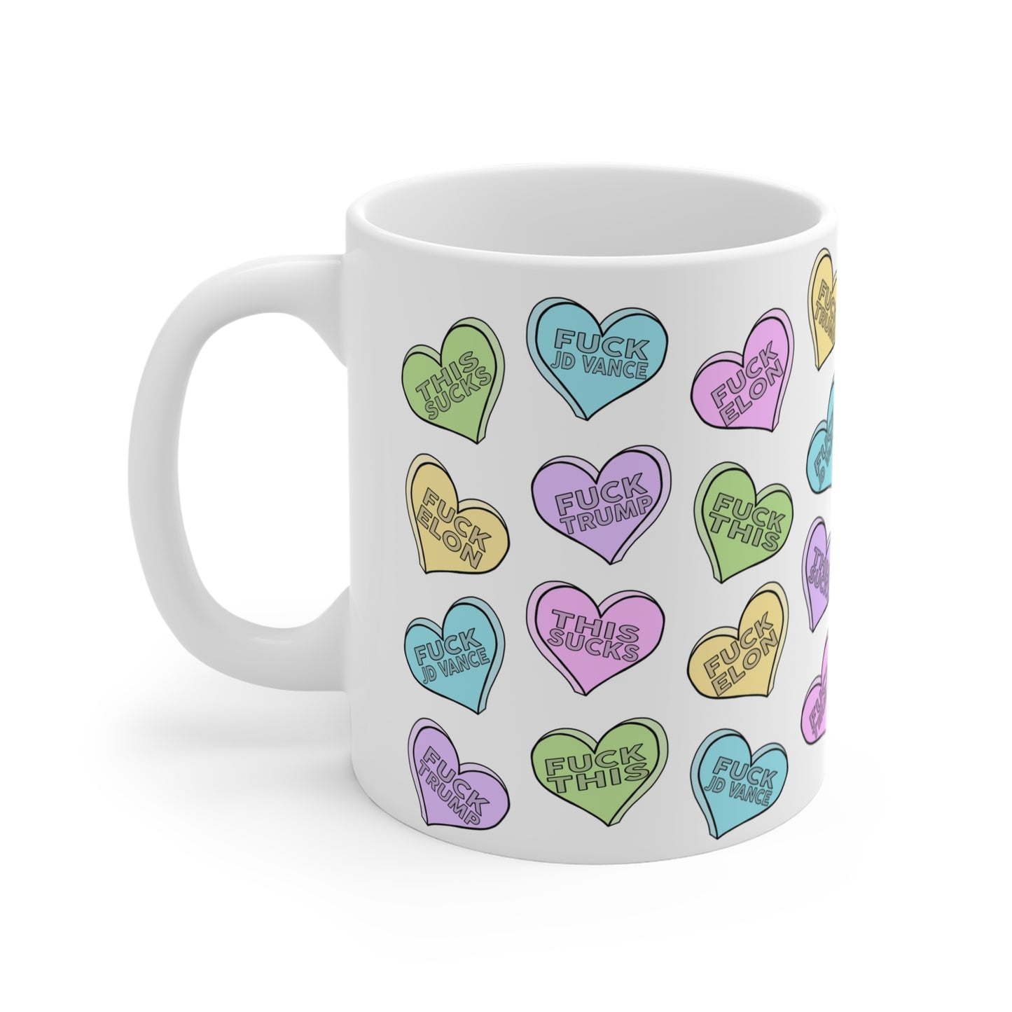 Subtle Conversation Hearts Mug 11oz