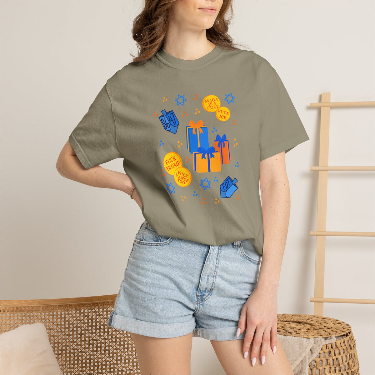 Slightly Subtle Hanukkah Dreidel Gelt Gift Celebration T-Shirt