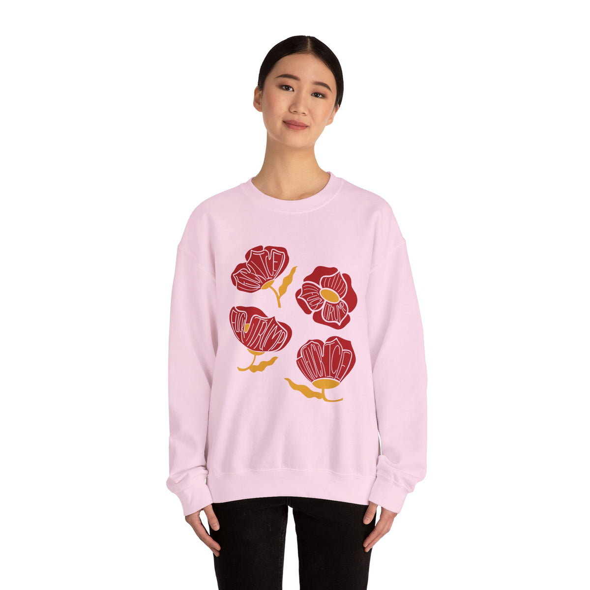 Slightly Subtle Red Poppy Floral Illustration Sweatshirt | Hand-Drawn Blooms, Minimal Botanical FDT
