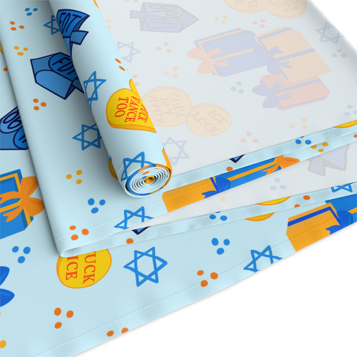Hanukkah Dreidel Gelt Gift Table Runner FDT