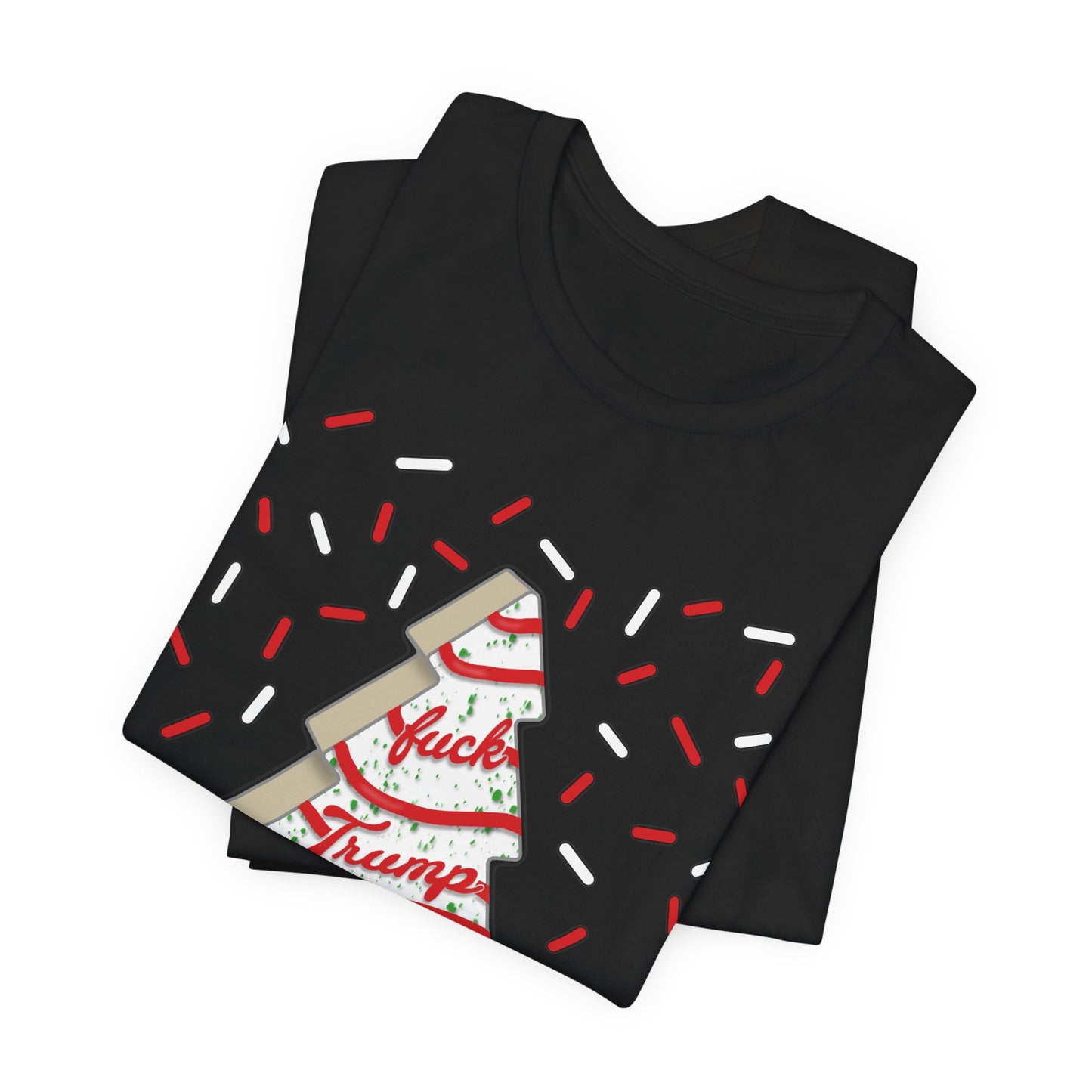 Slightly Subtle Christmas Tree Cake with Striped Confetti FDT tee | Political Statement