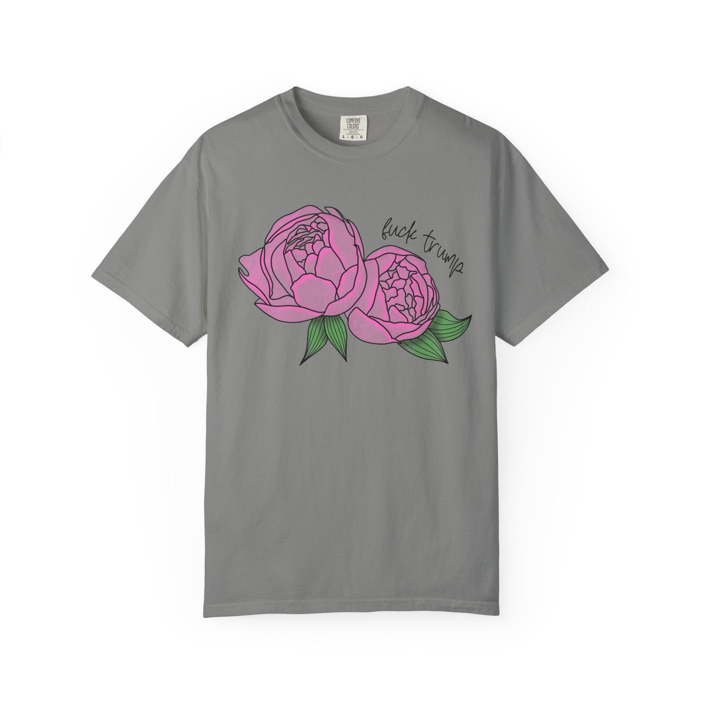 Slightly Subtle Pink Peony Floral Illustration T-shirt | Hand-drawn Blooms FDT