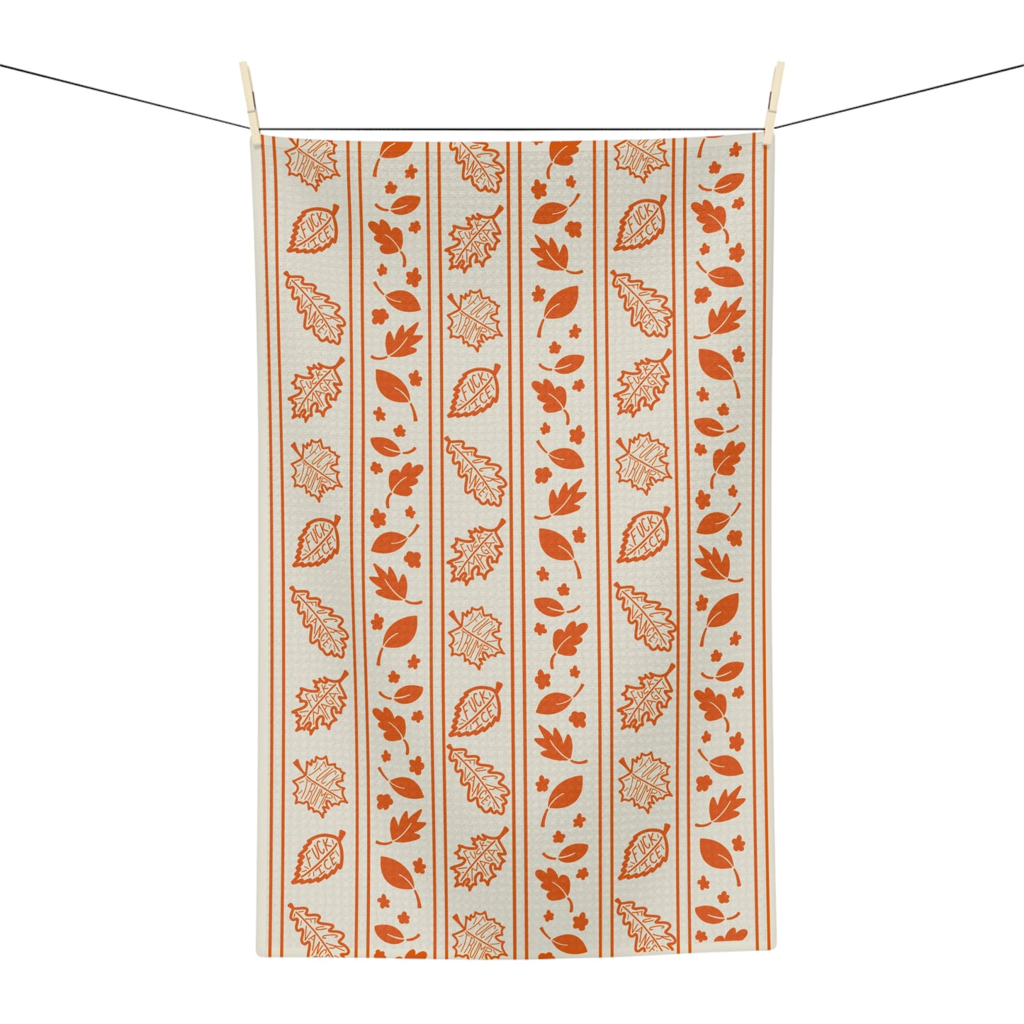 Autumn Leaf Stripe Tea Towel Microfiber Fall Kitchen Dish Towel, Orange Harvest Home Decor