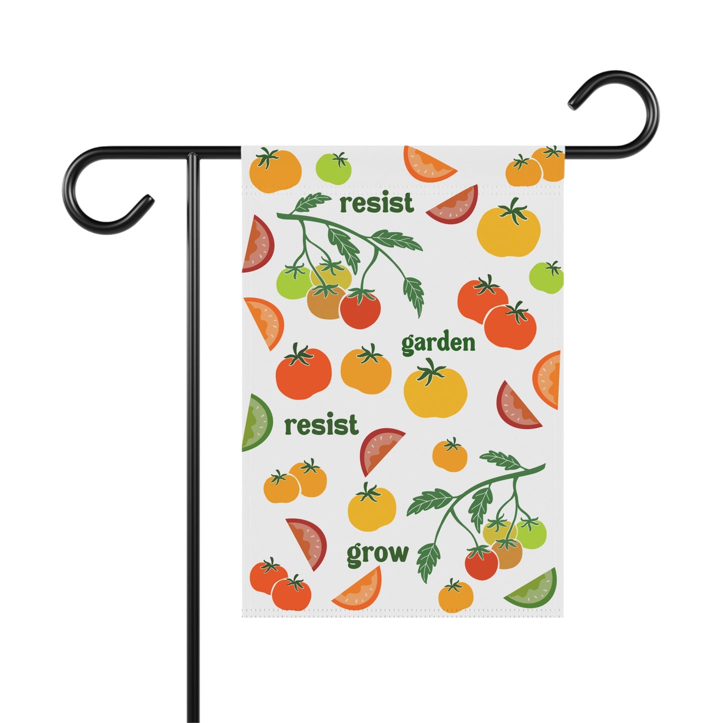 Resist Garden Grow tomato pattern Banner | Garden Flag, Vegetable Print