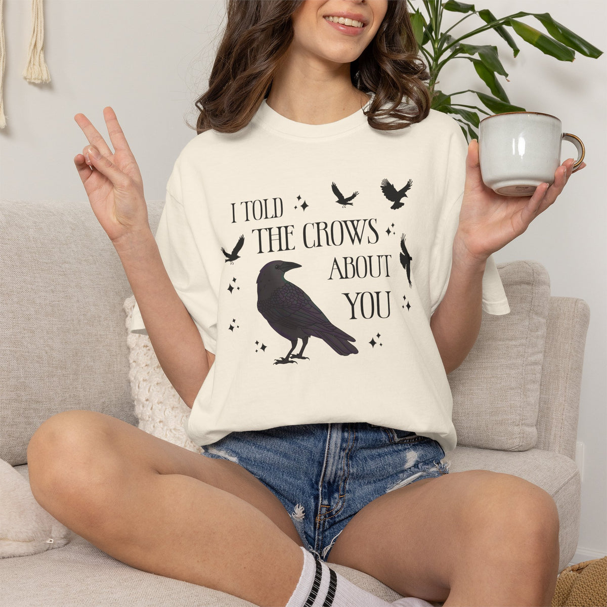 I Told The Crows About You Witchy Crow Raven Graphic Tee