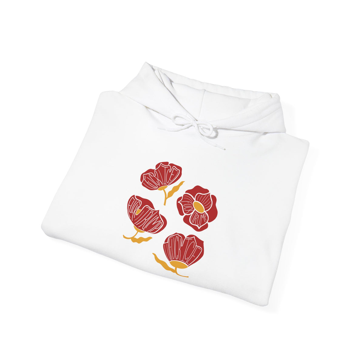 Slightly Subtle Red Poppy Flowers Hoodie | Floral Illustration, Minimal Line Art FDT