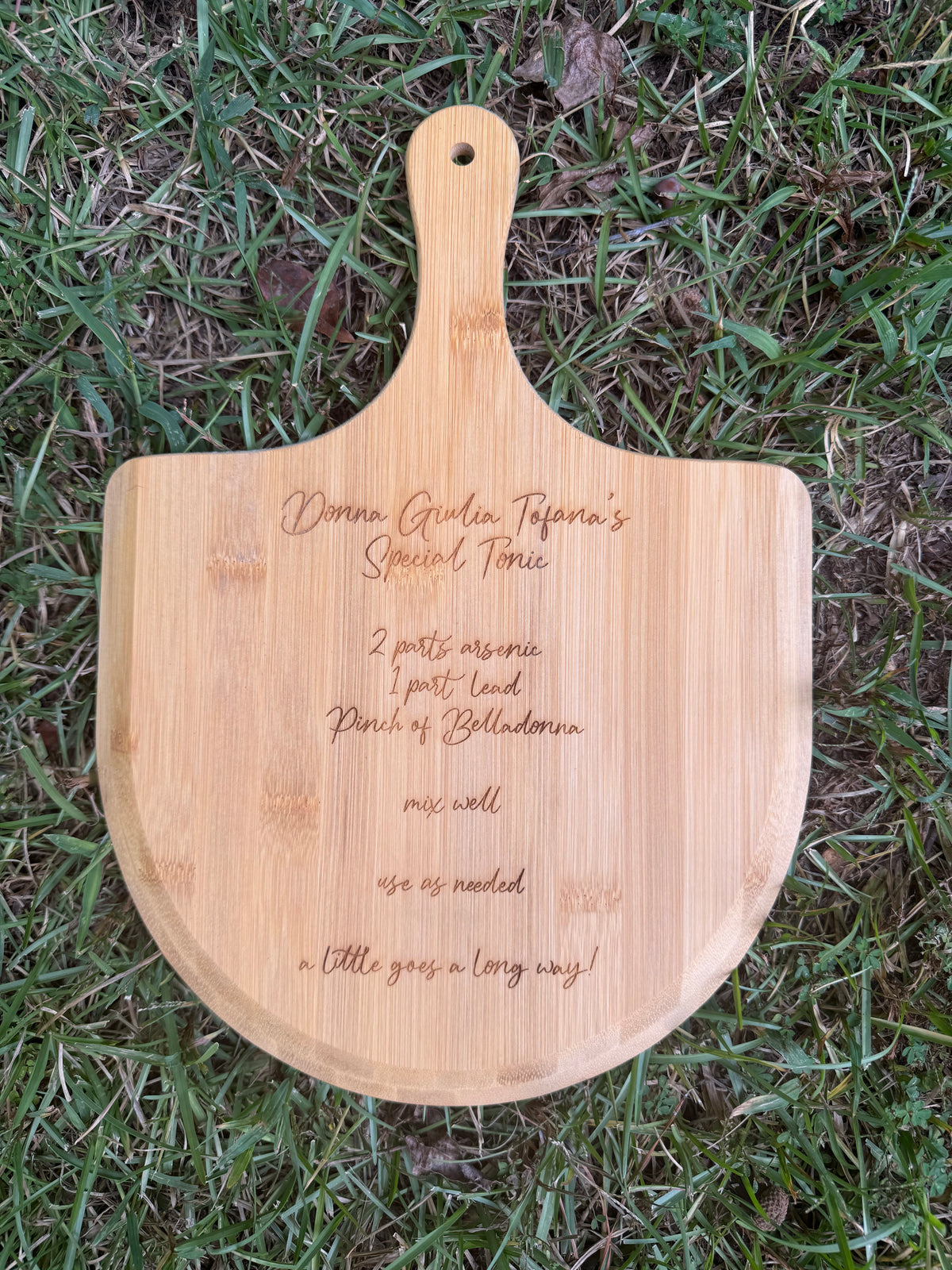 Aqua Tofana Recipe Engraved Bamboo Pizza Board