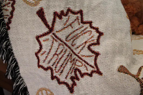 Slightly Subtle Autumn Leaves FDT Cozy Woven Blanket for Home Decor, Perfect for Fall, Chic Gift, Snuggle Companion, Warm Home Addition