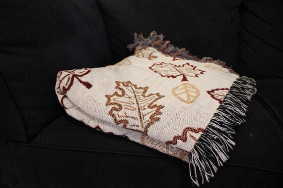Slightly Subtle Autumn Leaves FDT Cozy Woven Blanket for Home Decor, Perfect for Fall, Chic Gift, Snuggle Companion, Warm Home Addition