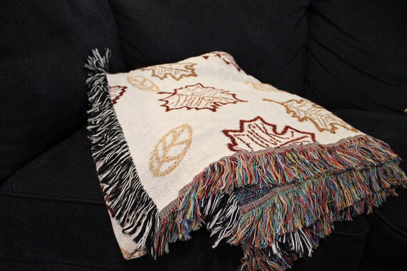 Slightly Subtle Autumn Leaves FDT Cozy Woven Blanket for Home Decor, Perfect for Fall, Chic Gift, Snuggle Companion, Warm Home Addition