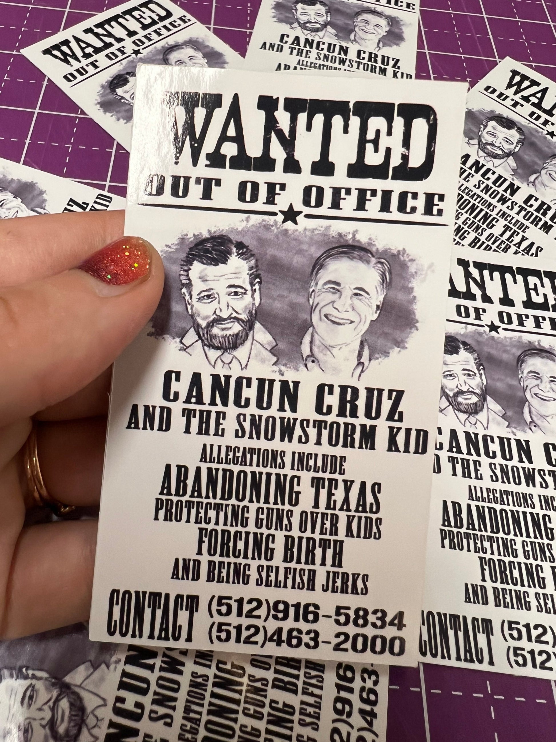 Most Wanted: Out of Office Cancun Cruz and the Snowstorm Kid Ted Cruz Greg Abbott Sticker