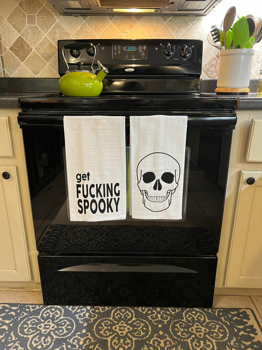 Get Spooky Halloween Skull Tea Towel Set