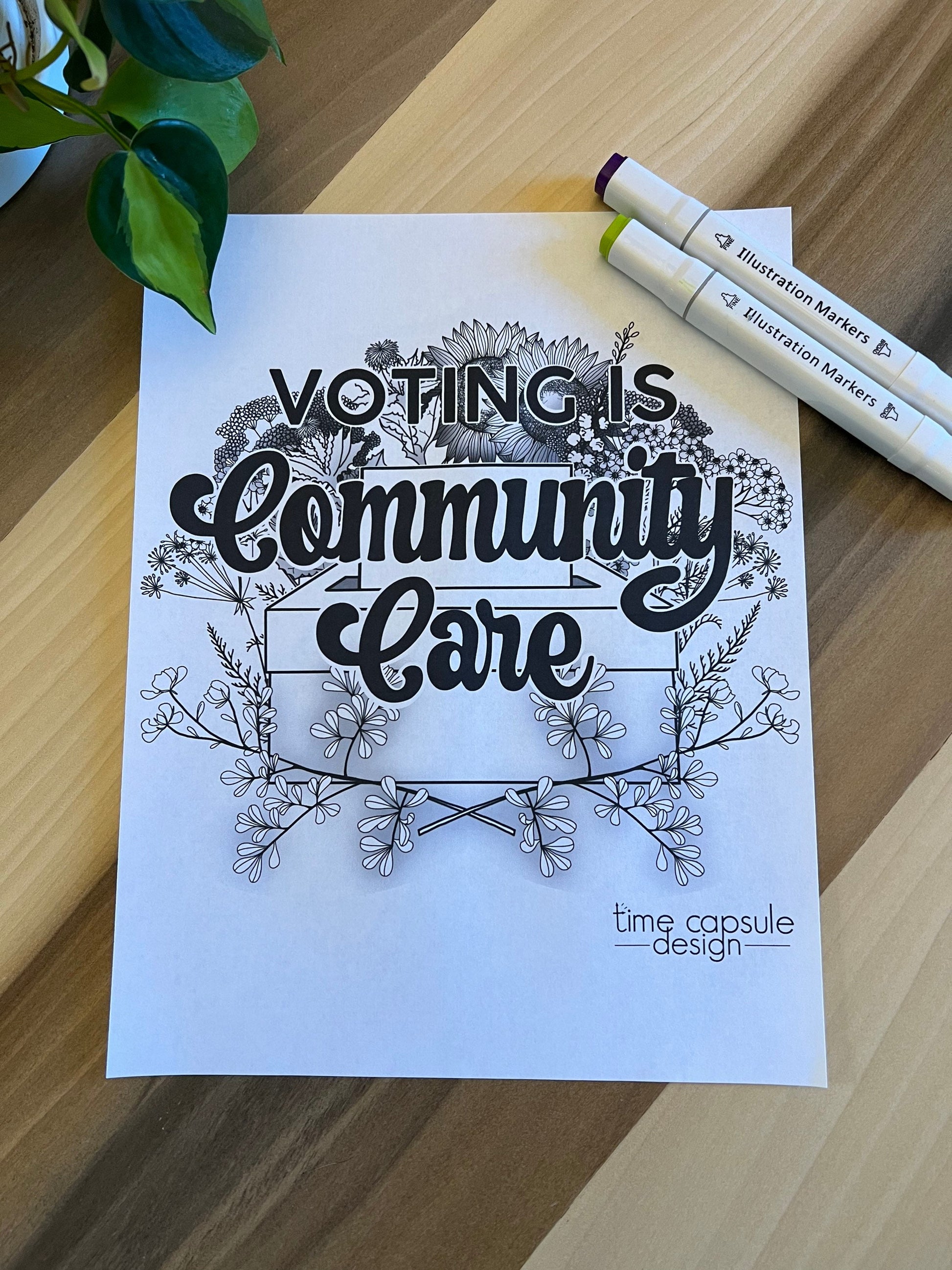 Voting is Community Care Coloring Page Digital Download Printable Personal Use Only