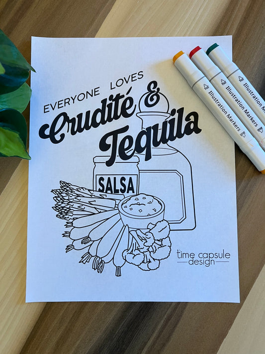 Crudite and Tequila Dr Oz John Fetterman Coloring Page Digital Download Printable Personal Use Only