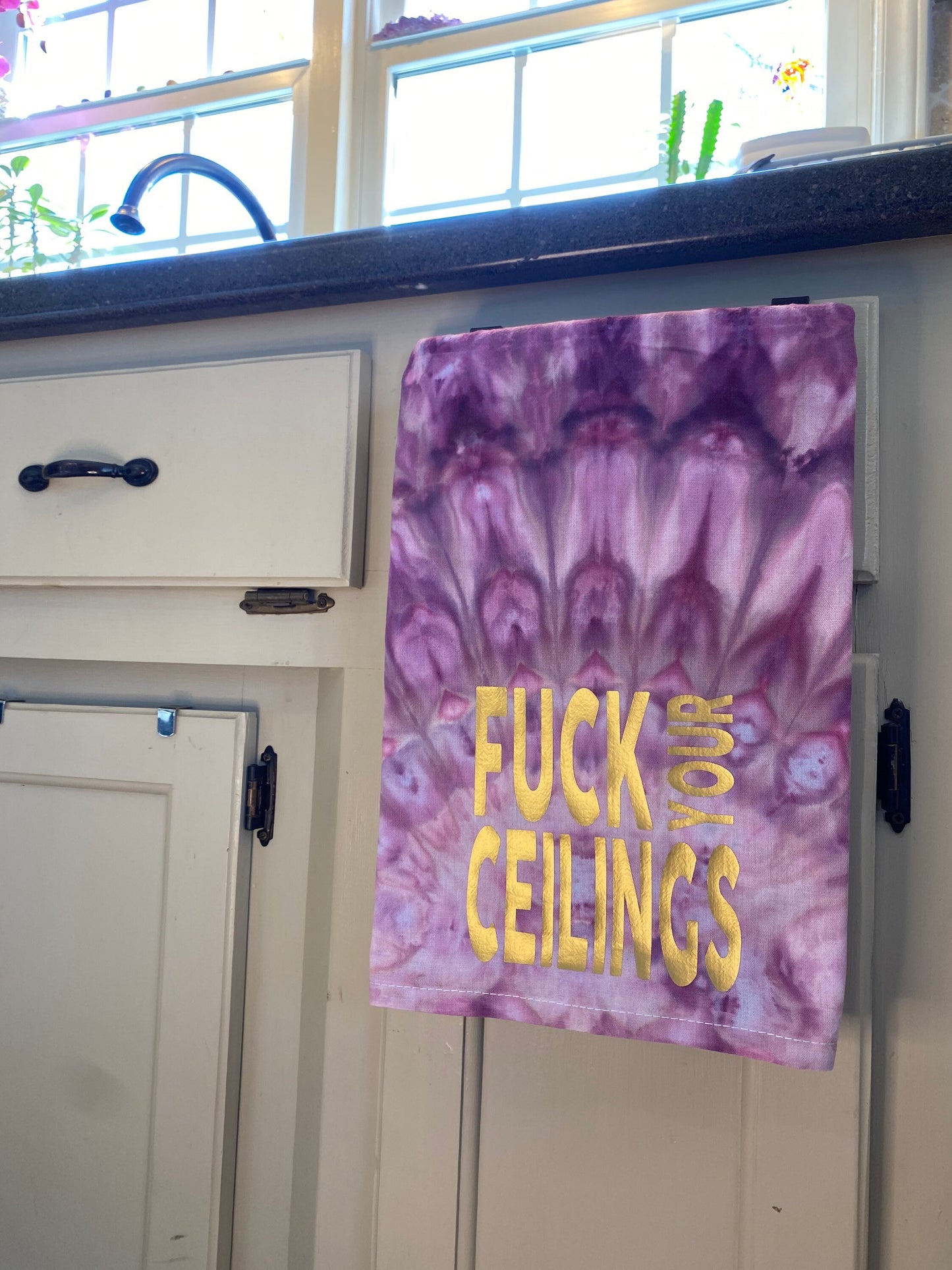 Fuck your Ceilings Tie Dyed Tea Towel