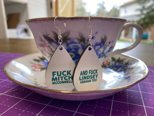 Fuck Mitch and Lindsey Earrings (or Mitch and Rand or Mitch and Ted)