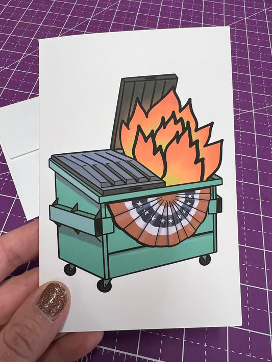 Greetings from America Dumpster Fire Card