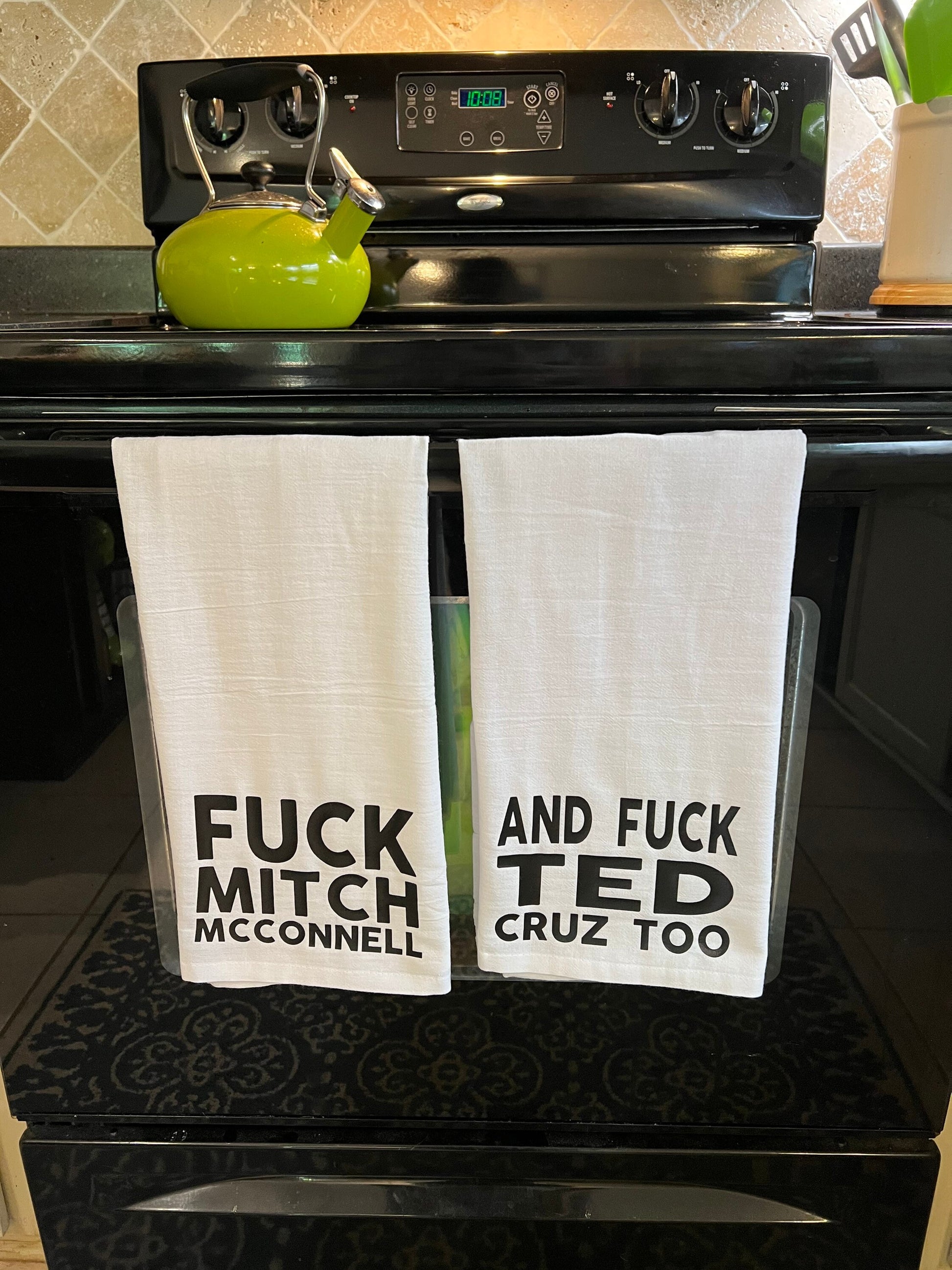Fuck Mitch McConnell and Ted Cruz Too Tea Towel Set