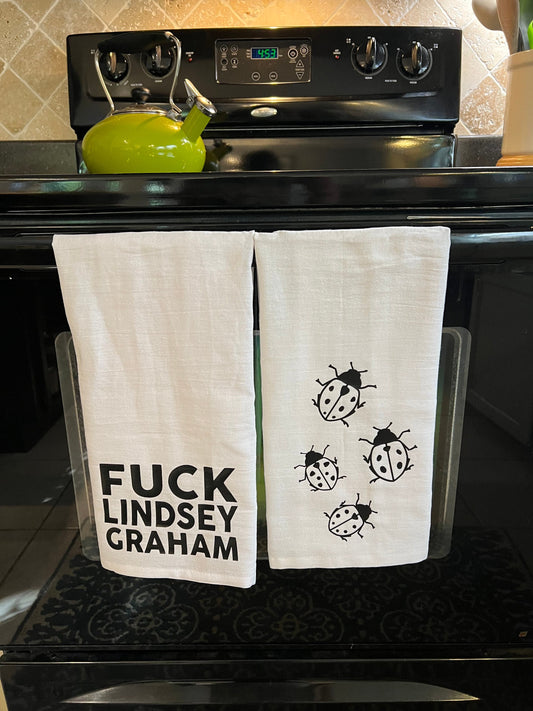 Fuck Lindsey Graham Ladybug Tea Towel Set