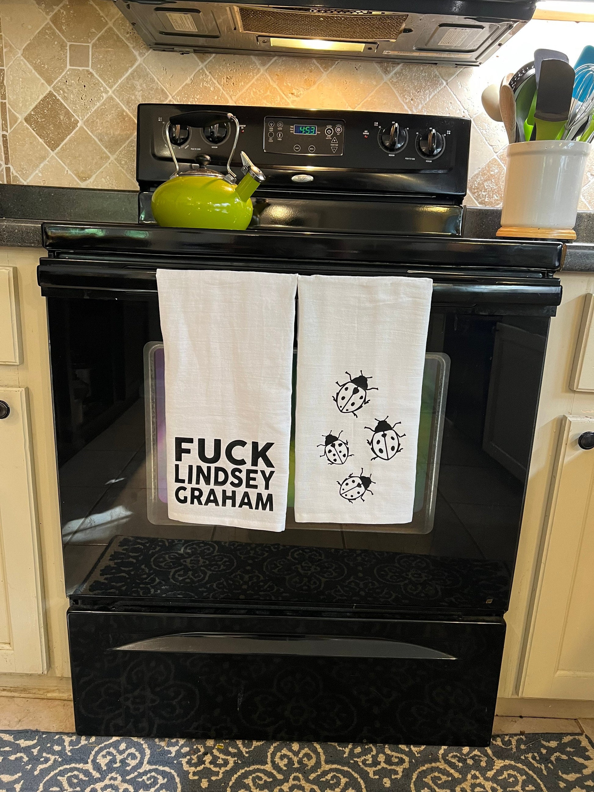 Fuck Lindsey Graham Ladybug Tea Towel Set