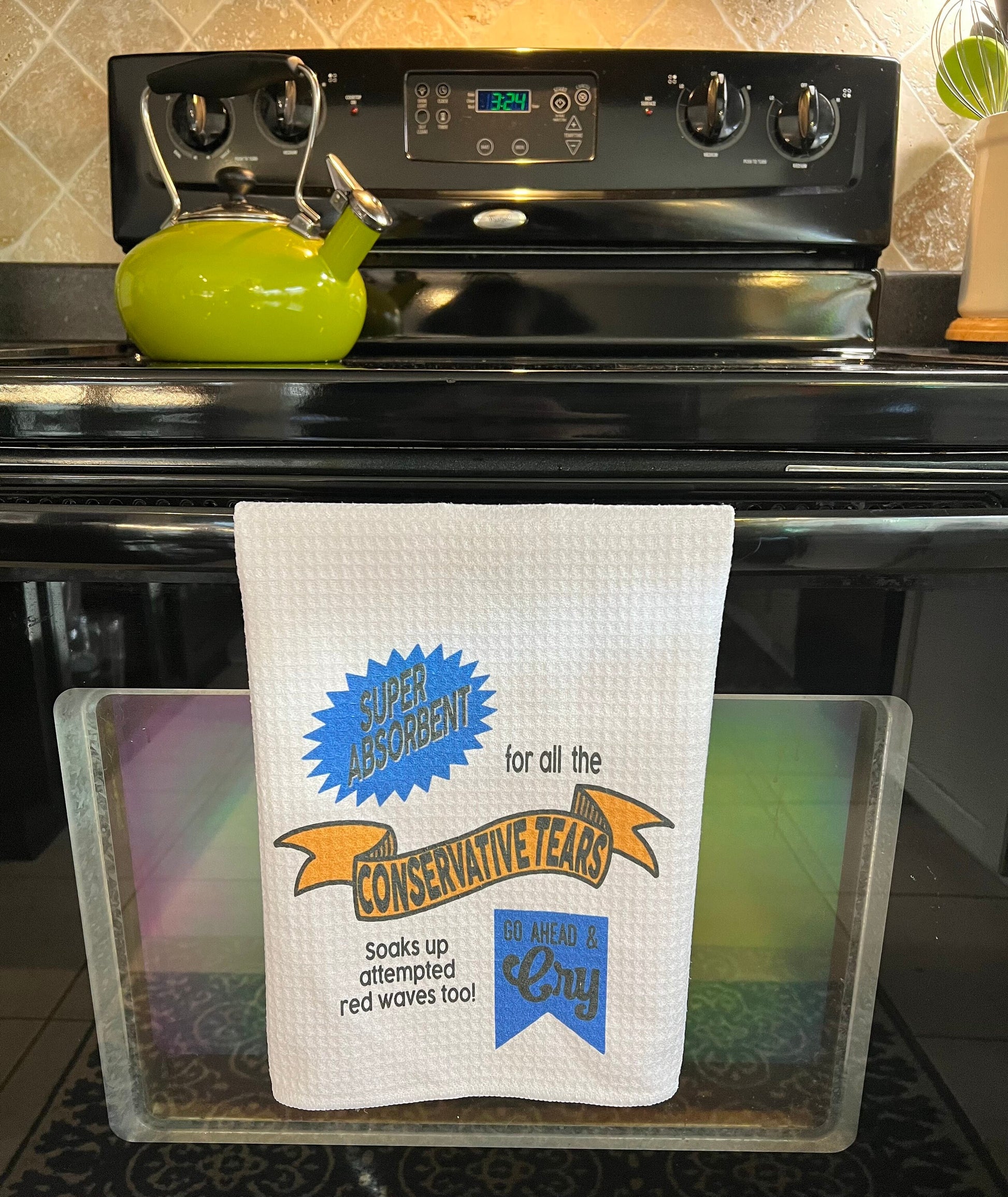 Conservative Tears Waffle Weave Tea Towel