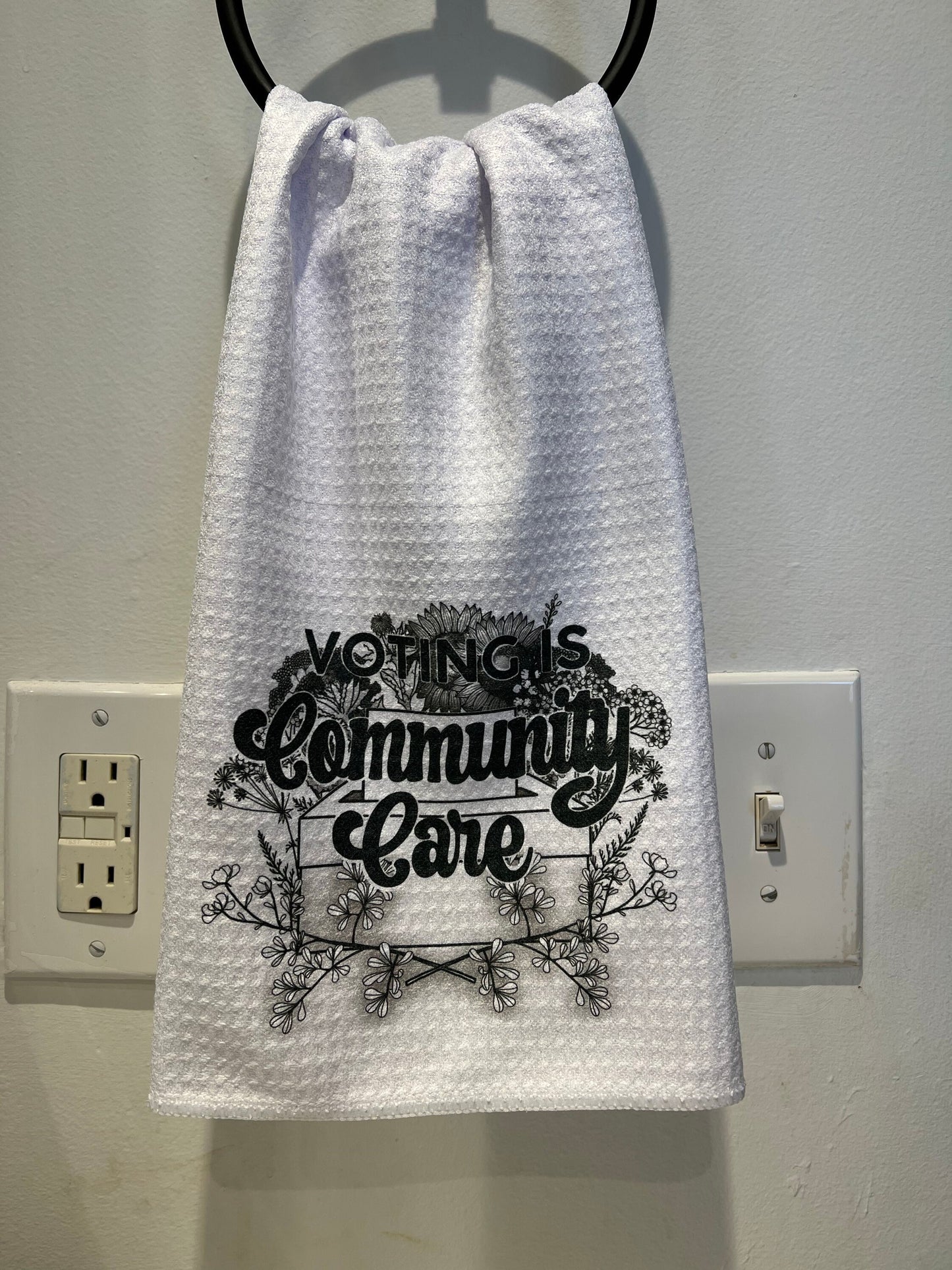 Voting is Community Care Waffle Weave Tea Towel