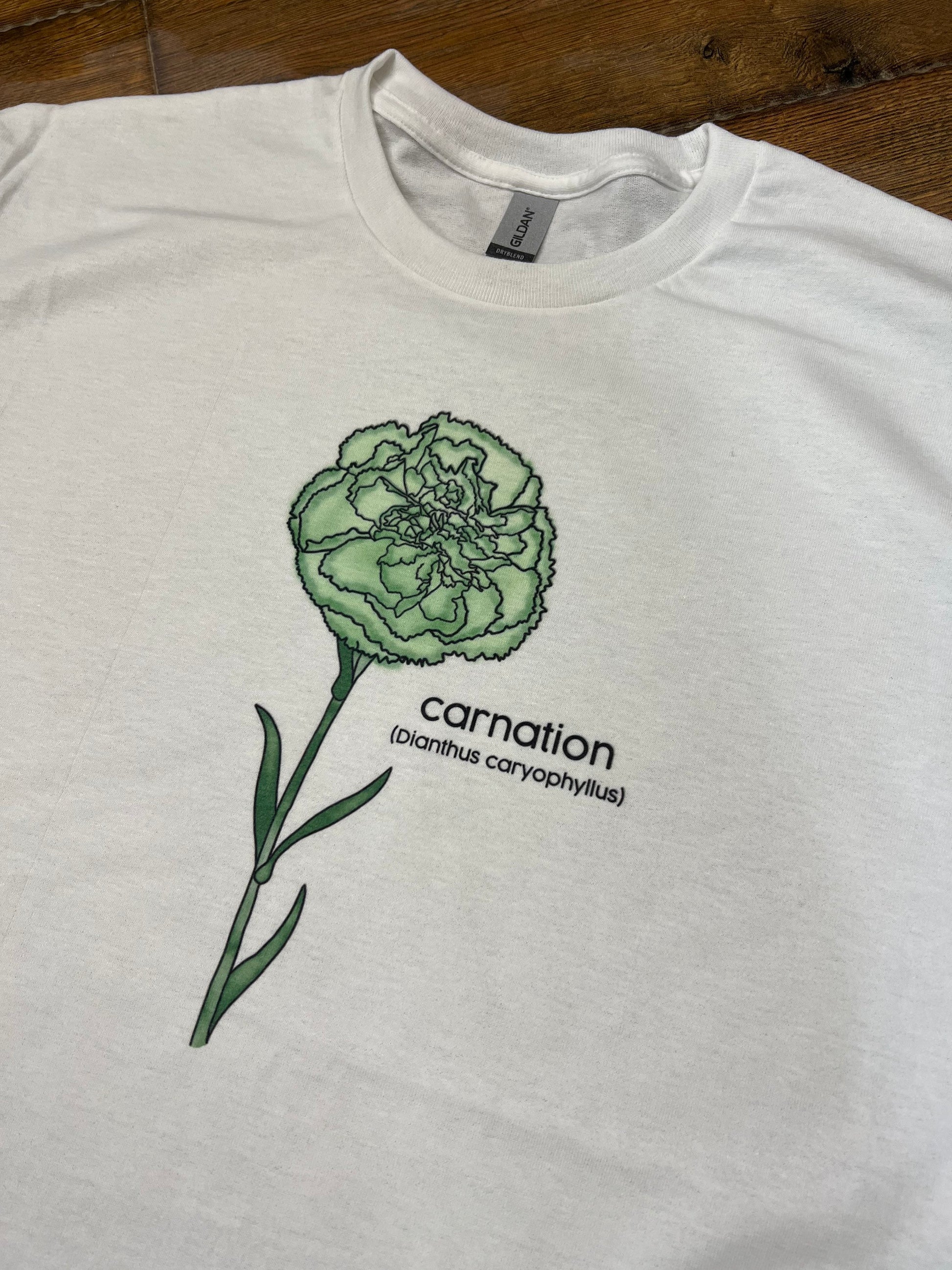 Green Carnation - Historically Queer Flowers T Shirt - Botany Floral