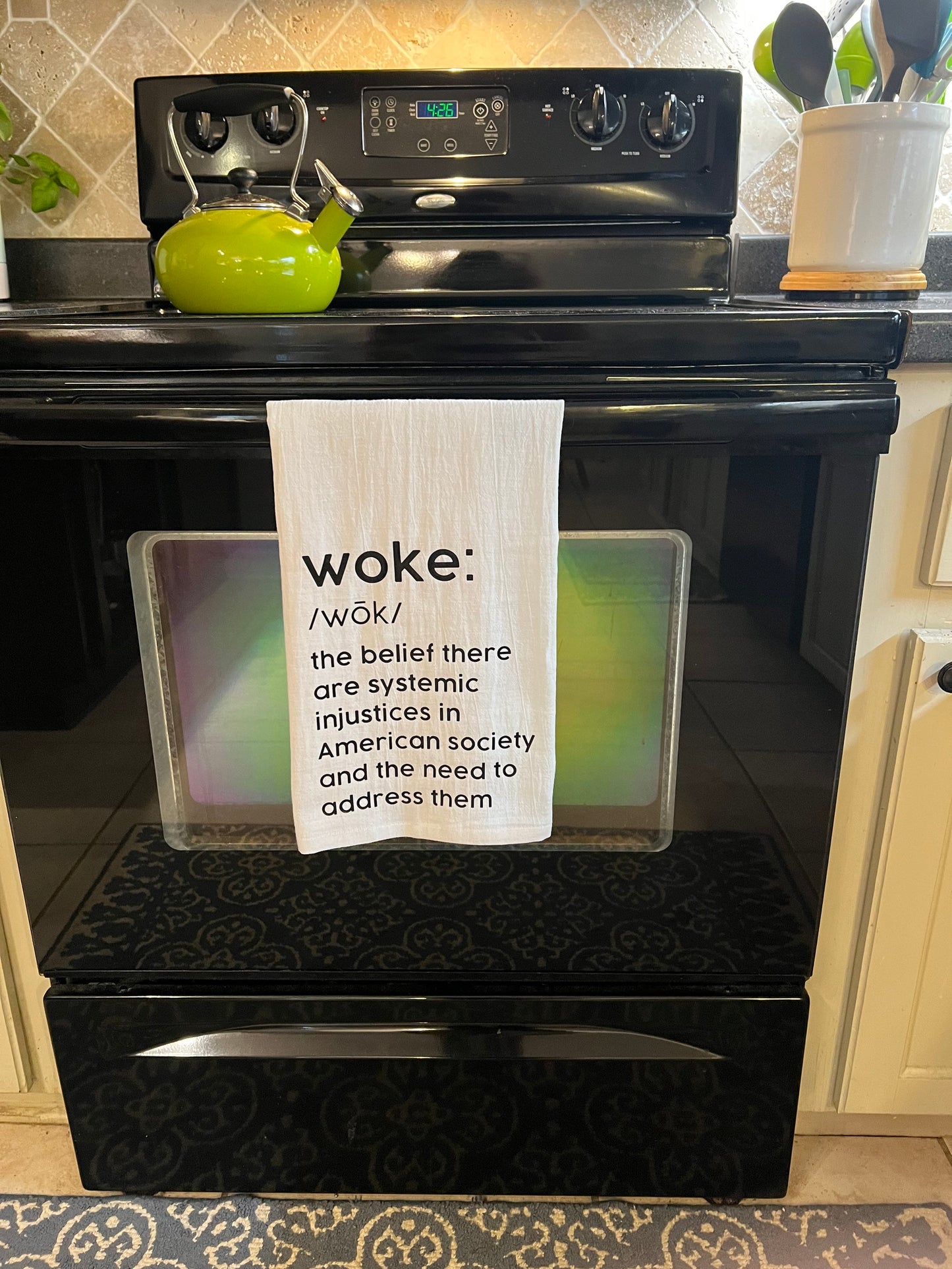 Woke Definition Tea Towel - Systemic Injustices and the Need to Address Them - Ron DeSantis