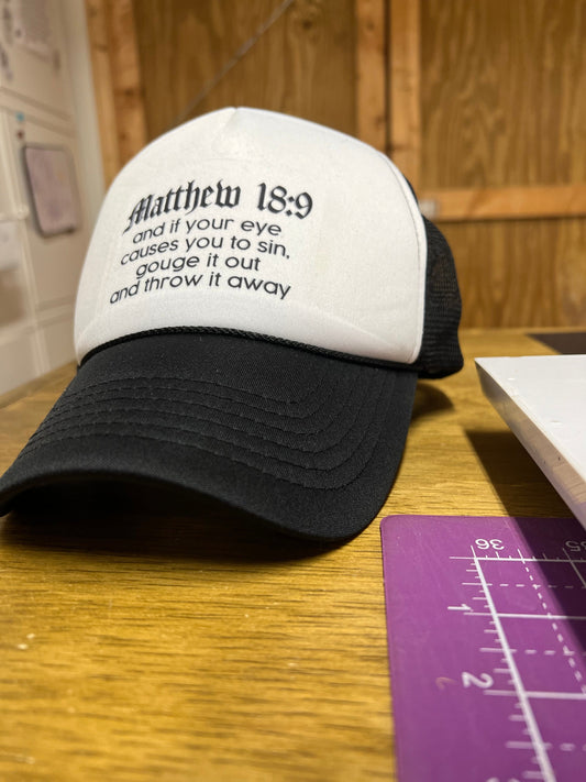 Matthew 18:9 Trucker Hat