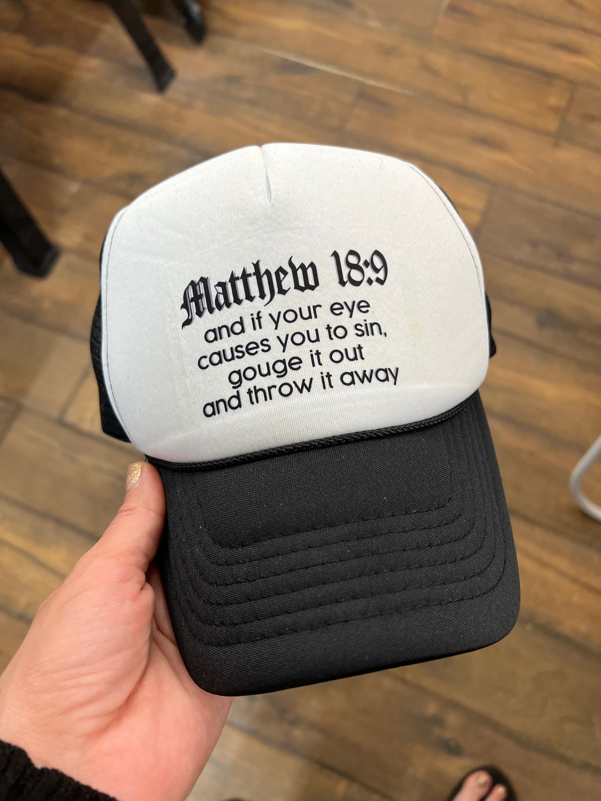 Matthew 18:9 Trucker Hat
